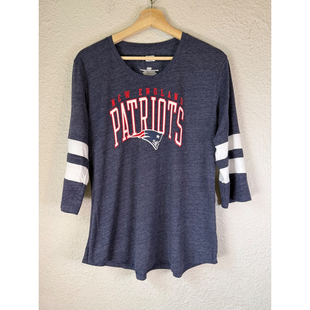 NFL Team Apparel New England Patriots Womens Large 3/4 Sleeve Navy Blue Shirt